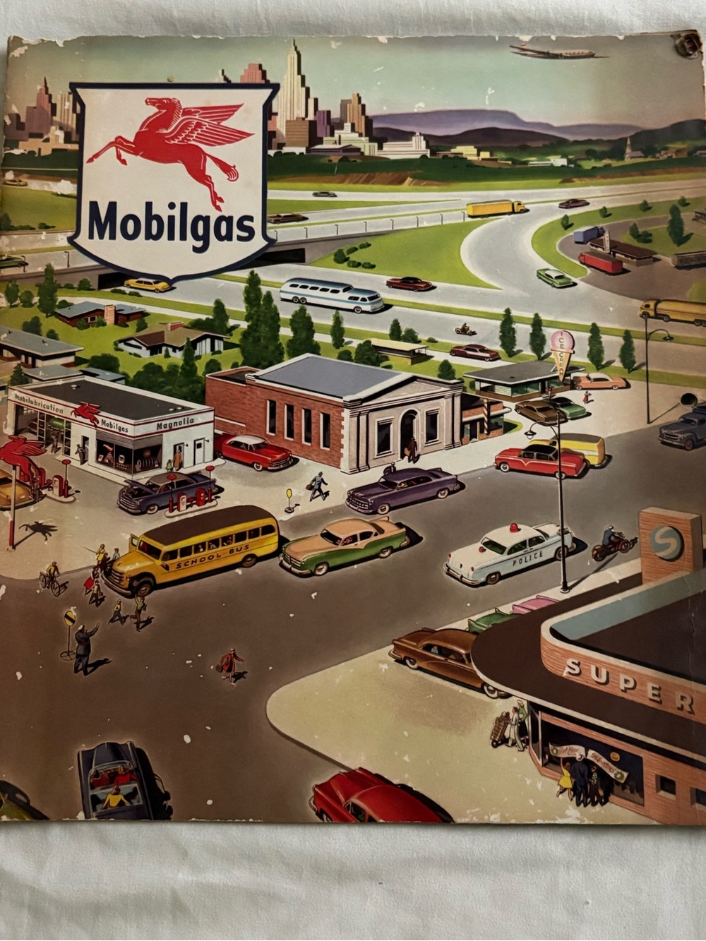 Vintage 1956 Mobilgas Wall Calendar - Complete 12 Months